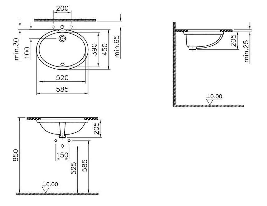 Vitra S20 Tezgah Altı Lavabo 52 Cm | Yapılır